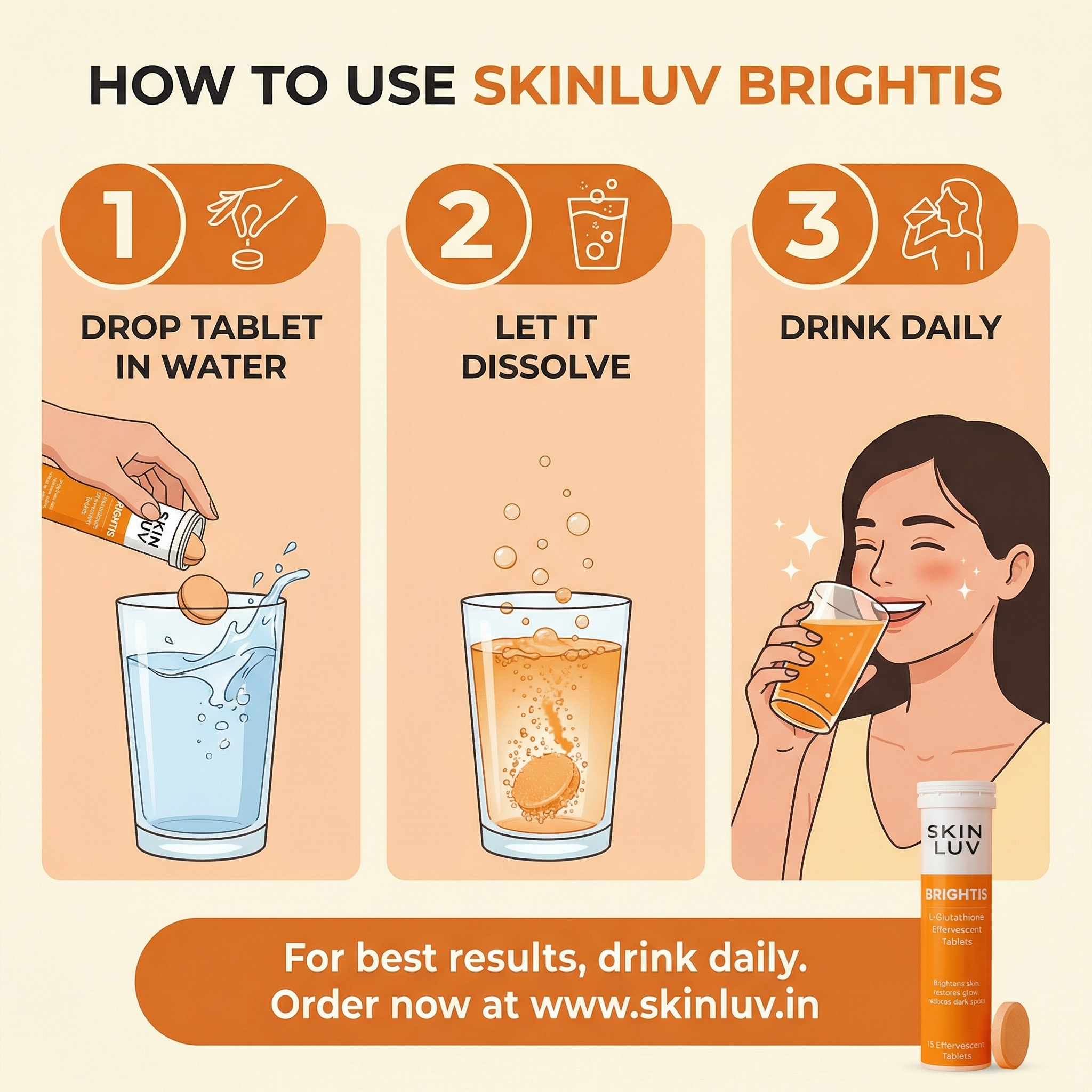 BRIGHTIS — L-Glutathione Effervescent Tablets | Skin Brightening & Dark Spot Reduction