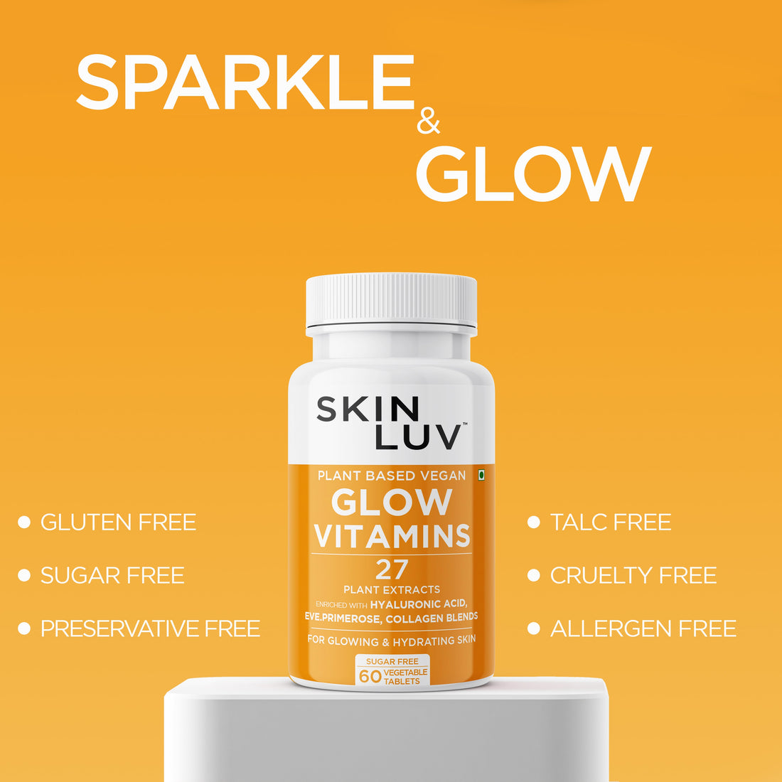 SKINLUV Plant Based Vegan Glow Vitamins Vegetable 60 Tablet Skinluv.in