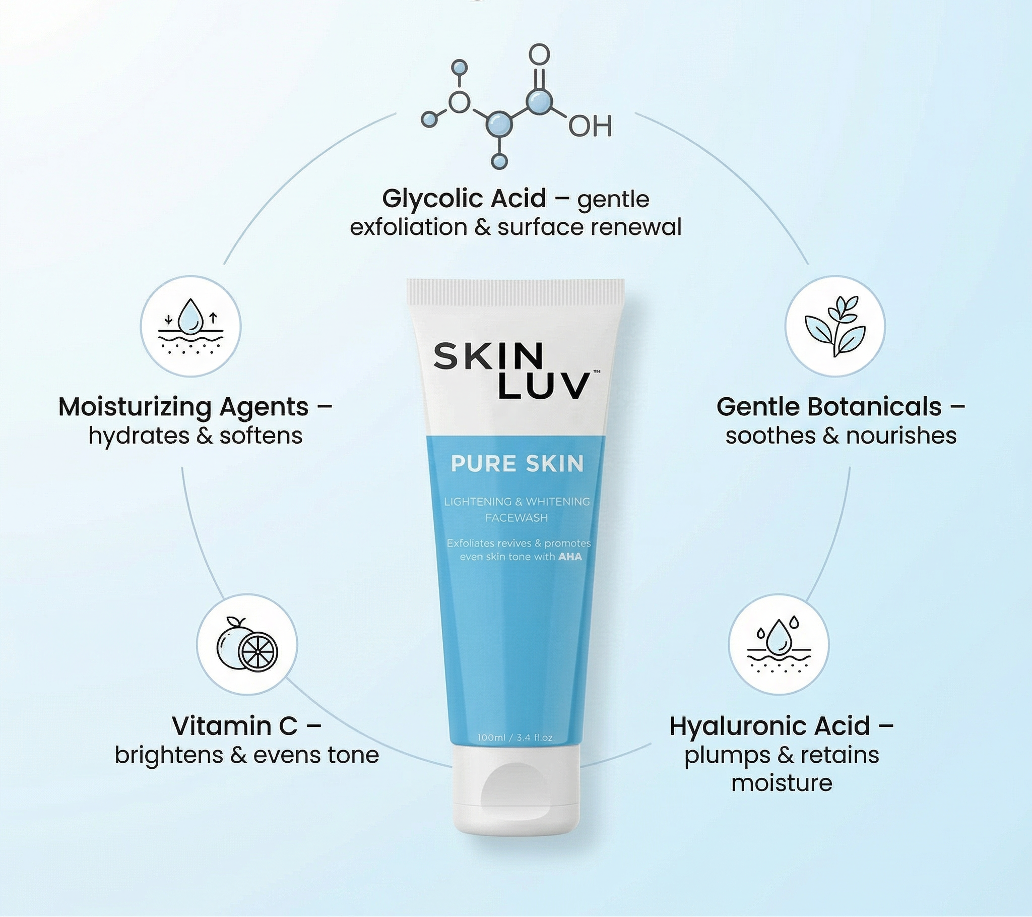 SKINLUV Pure Skin Lightning & Whitening Facewash 100ml