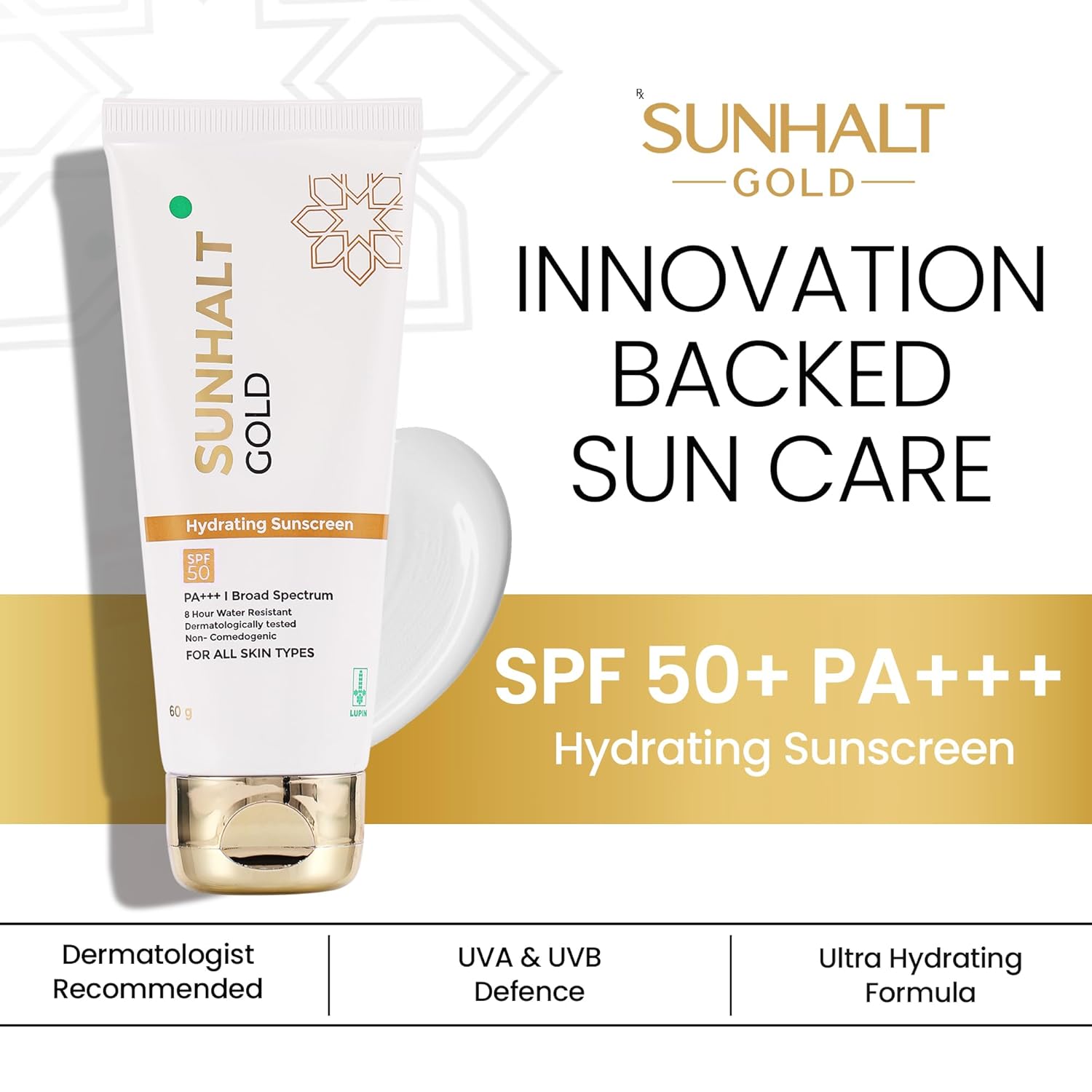 hydrating sunscreen sunhalt gold 50spf uva uvb