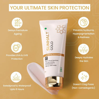 Sunhalt gold hydrating sunscreen spf 50 PA+++ (60gm)