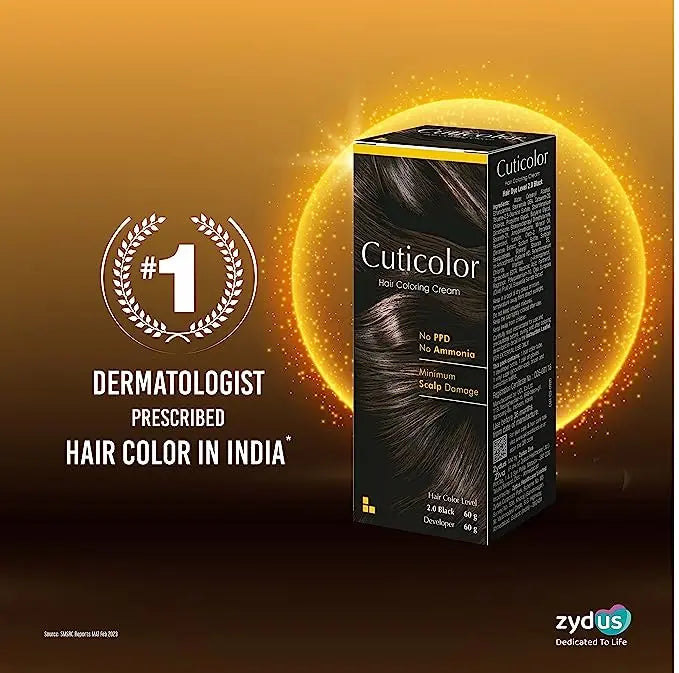 Cuticolor Hair Color Cream (Black 2.0) Skinluv.in