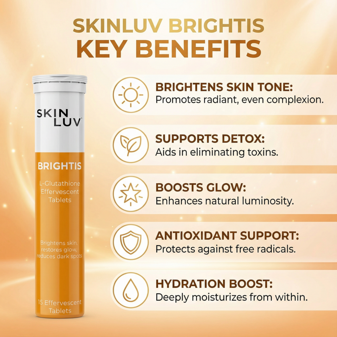 BRIGHTIS — L-Glutathione Effervescent Tablets | Skin Brightening &amp; Dark Spot Reduction