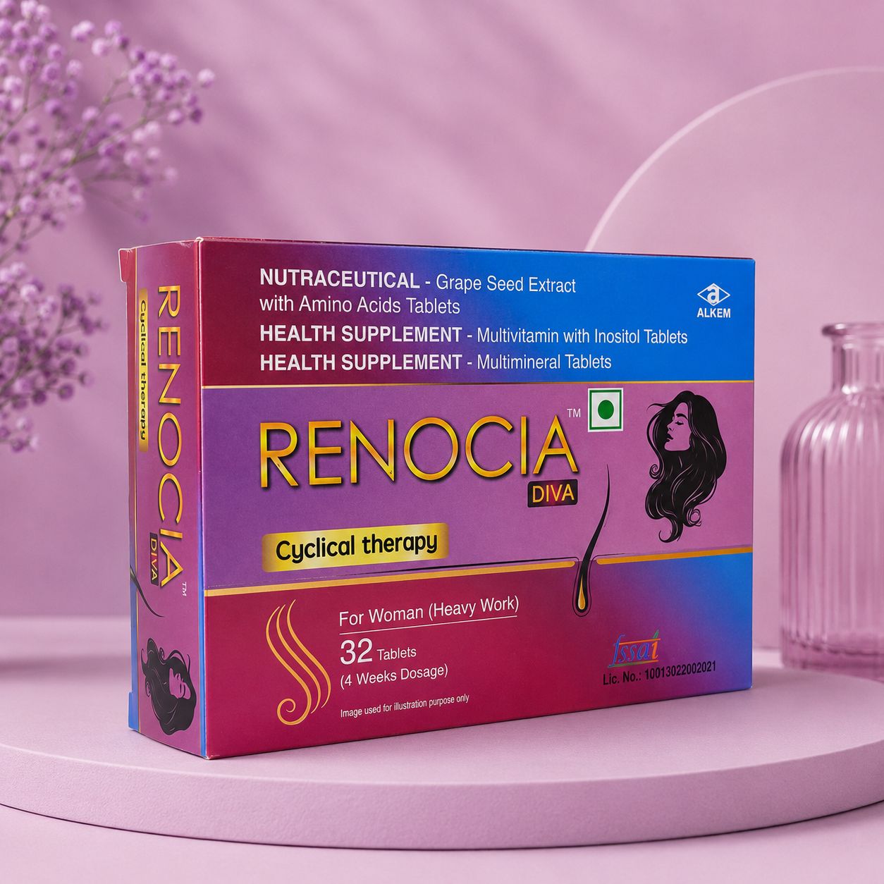 Renocia Diva Hair Cyclical Therapy Tablets for Women – 32 Tablet Pack