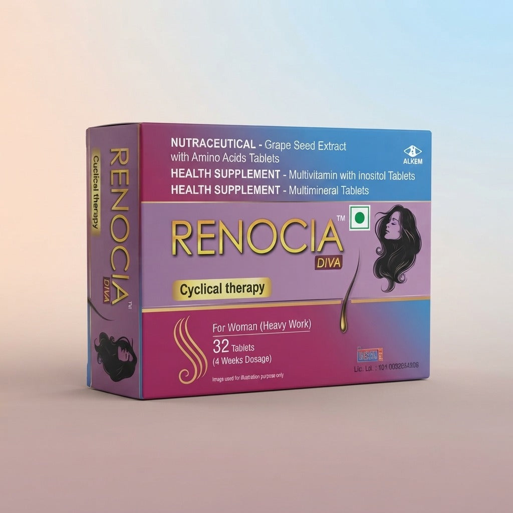 Renocia Diva Hair Cyclical Therapy Tablets for Women – 32 Tablet Pack