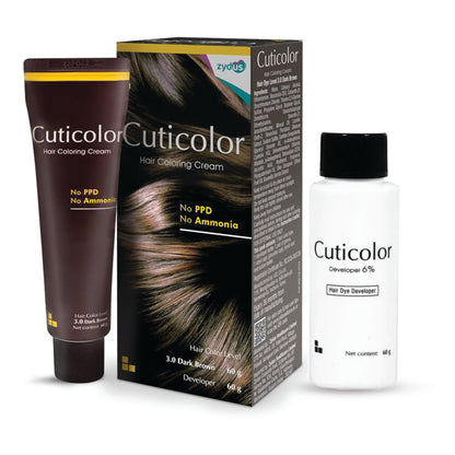Cuticolor Dark Brown 3.0 Hair Dye Cream Grey Coverage Nourishing Formula