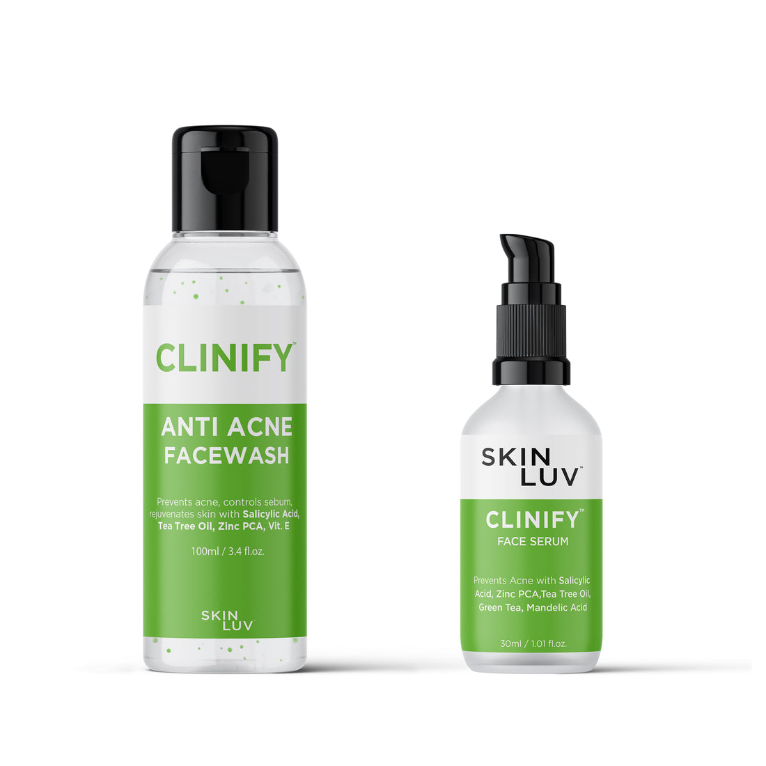 SKINLUV CLINIFY FACE SERUM 30ml + SKINLUV Clinify Anti Acne Facewash Combo