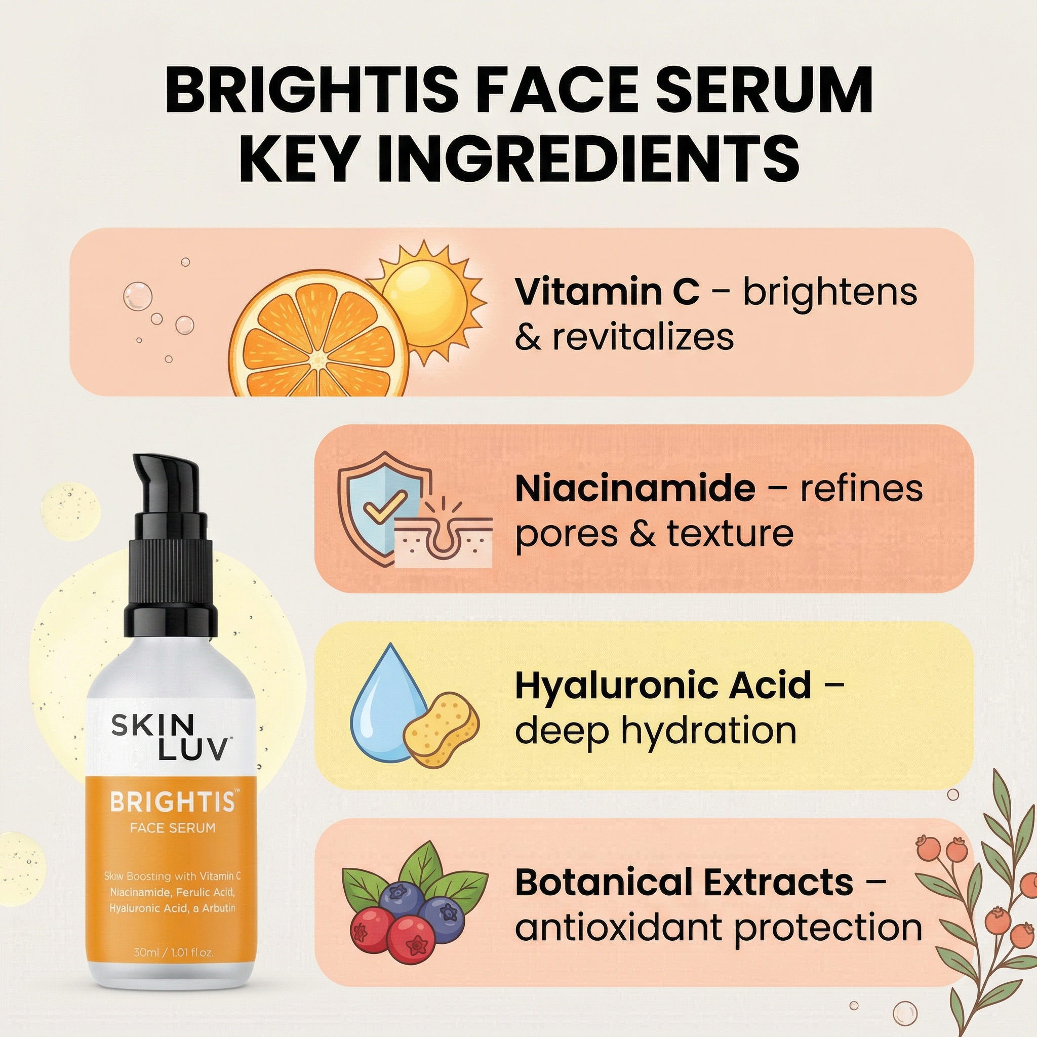 SKINLUV BRIGHTIS Vitamin C + Niacinamide Glow Boosting Face Serum 30ml