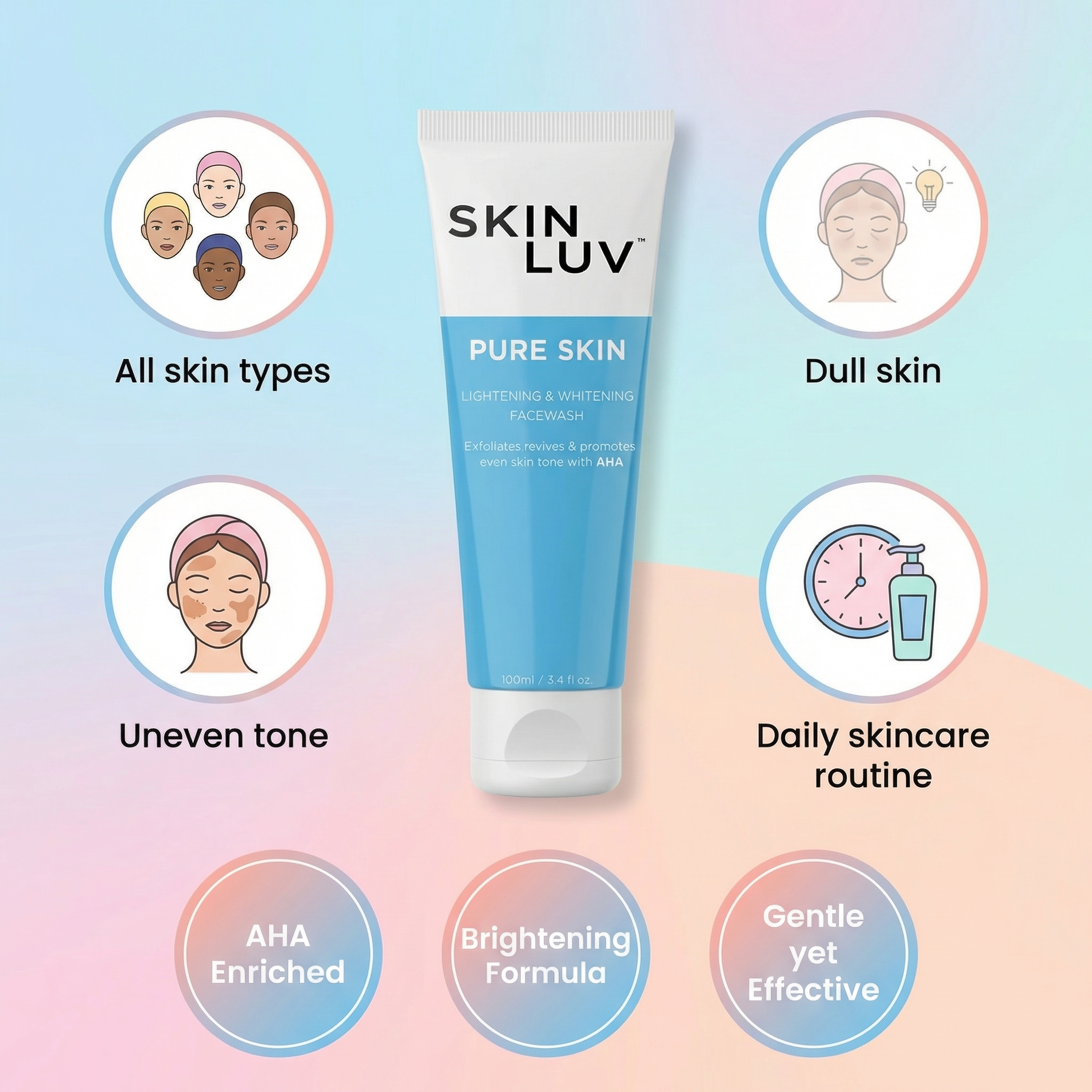 SKINLUV Pure Skin Lightning &amp; Whitening Facewash 100ml