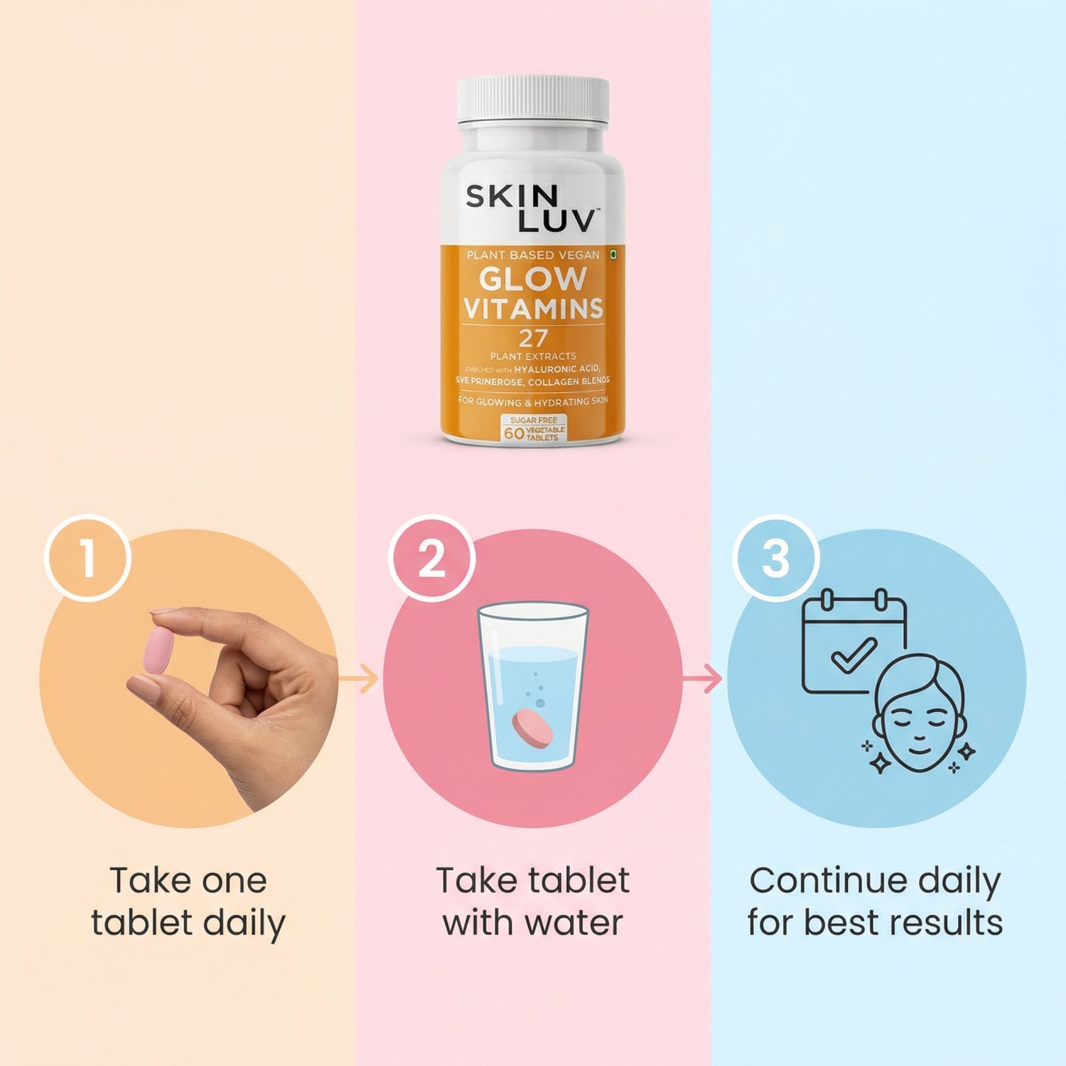 SKINLUV Plant Based Vegan Glow Vitamins Vegetable 60 Tablet