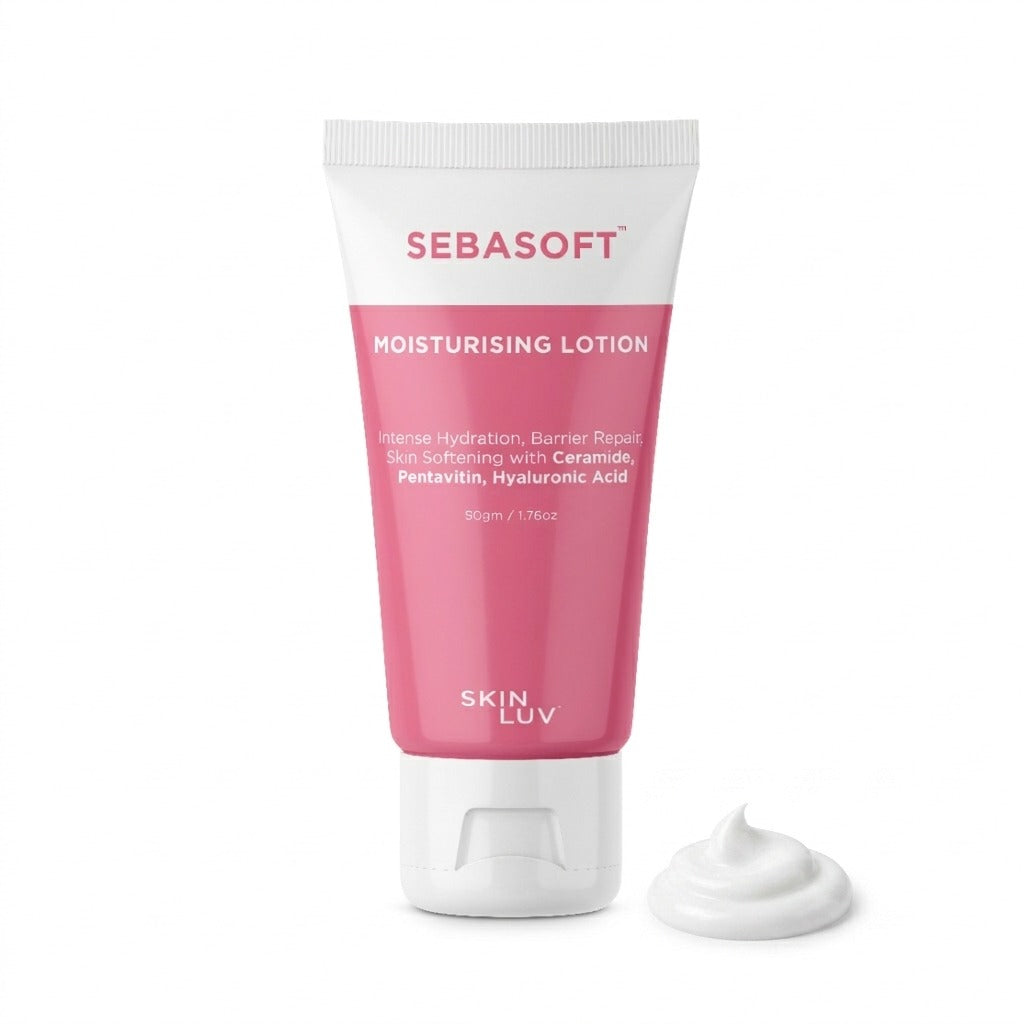 Sebasoft Moisturising Lotion tube with Ceramide, Pentavitin and Hyaluronic Acid by Skin Luv – 50g moisturiser for dry sensitive skin