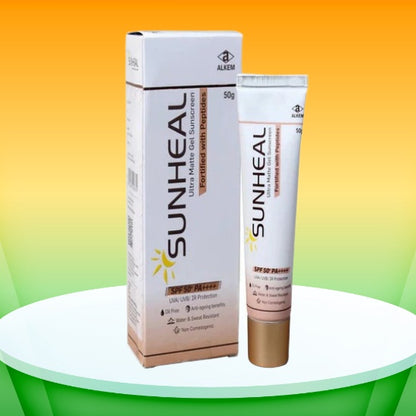 Sunheal SPF 50+ PA++++ Matte Finish Gel Sunscreen No White Cast 50gm - Skinluv