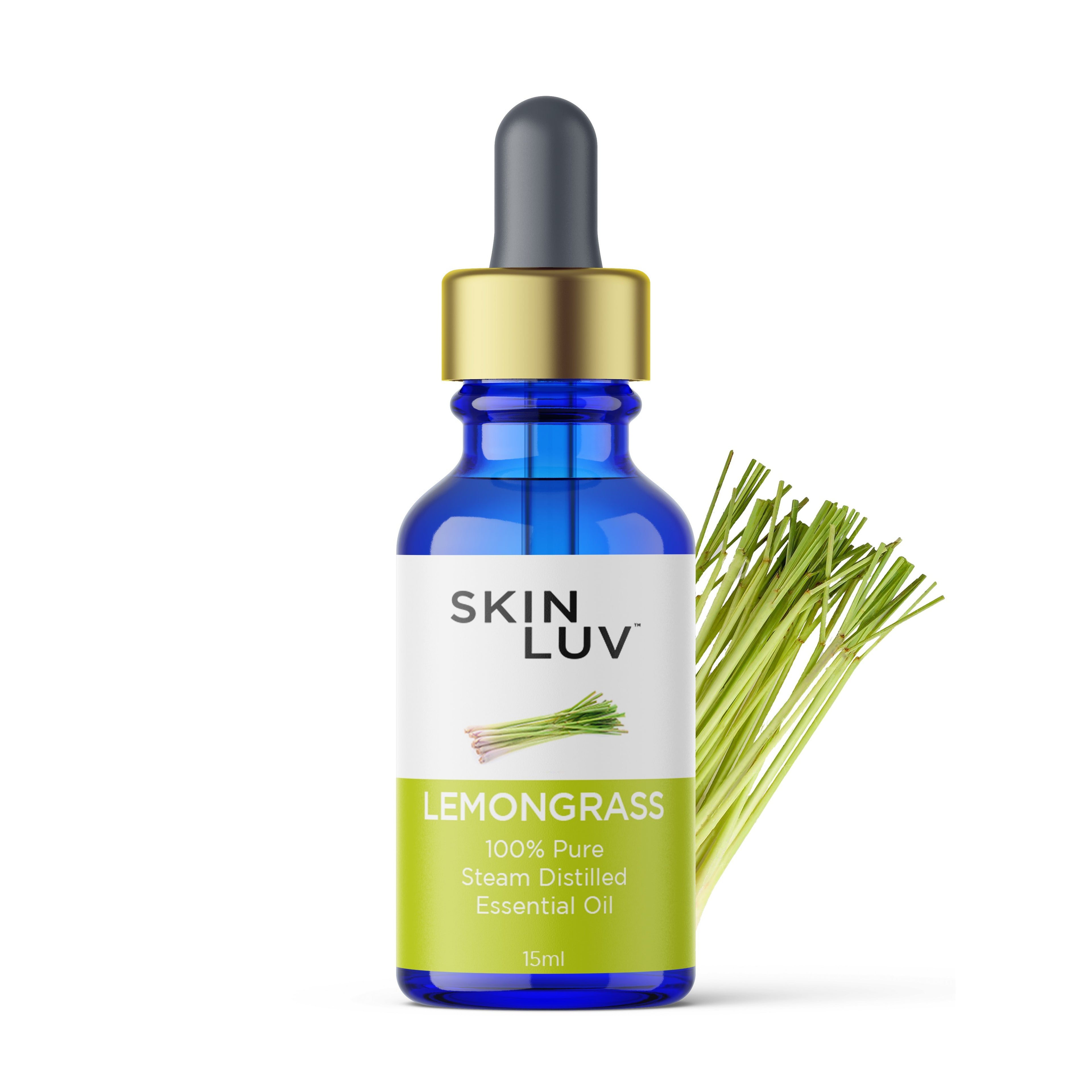 SKINLUV 100% Pure Organic Lemongrass Essential Oil Steam Distilled Dandruff Free Hair &amp; Pure Skin - Skinluv.in