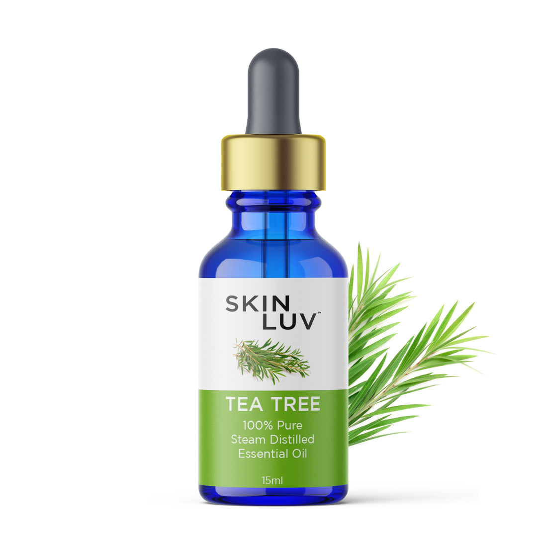 SKINLUV 100% Pure Organic Tea Tree Essential Oil Steam Distilled, For Oily, Acne prone skin &amp; for hair, Dry scalp - Skinluv.in