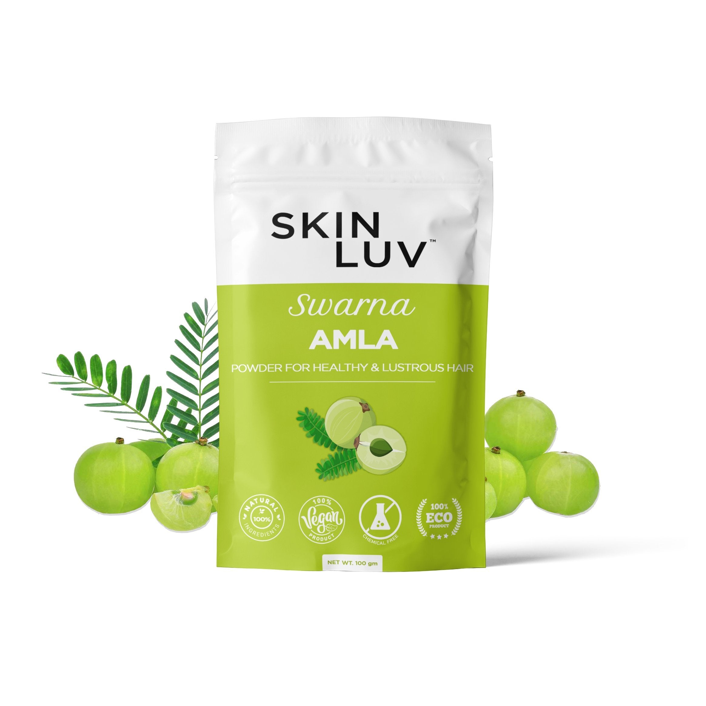 SKINLUV Swarna Amla Powder For Healthy & Lustrous Hair, 100% Pure & Natural, Vegan, Chemical Free 100gm - Skinluv.in
