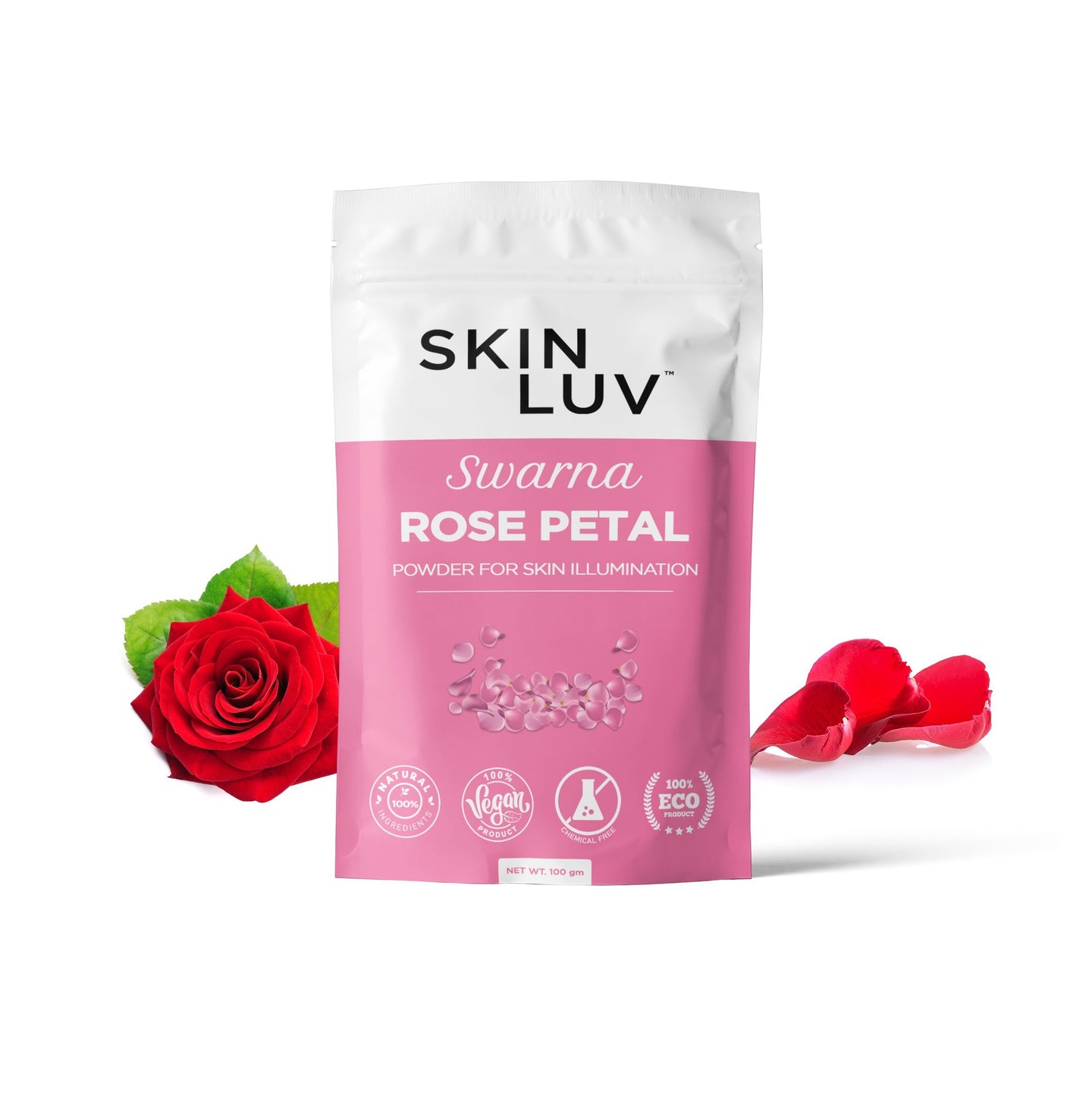 SKINLUV Swarna Rose Petal Powder For Skin Illumination, 100% Pure & Natural, Vegan, Chemical Free 100gm - Skinluv.in